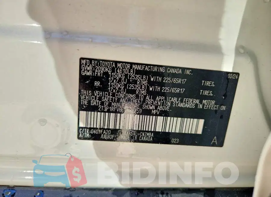 2T3P1RFV6RC482759 Photo# 13