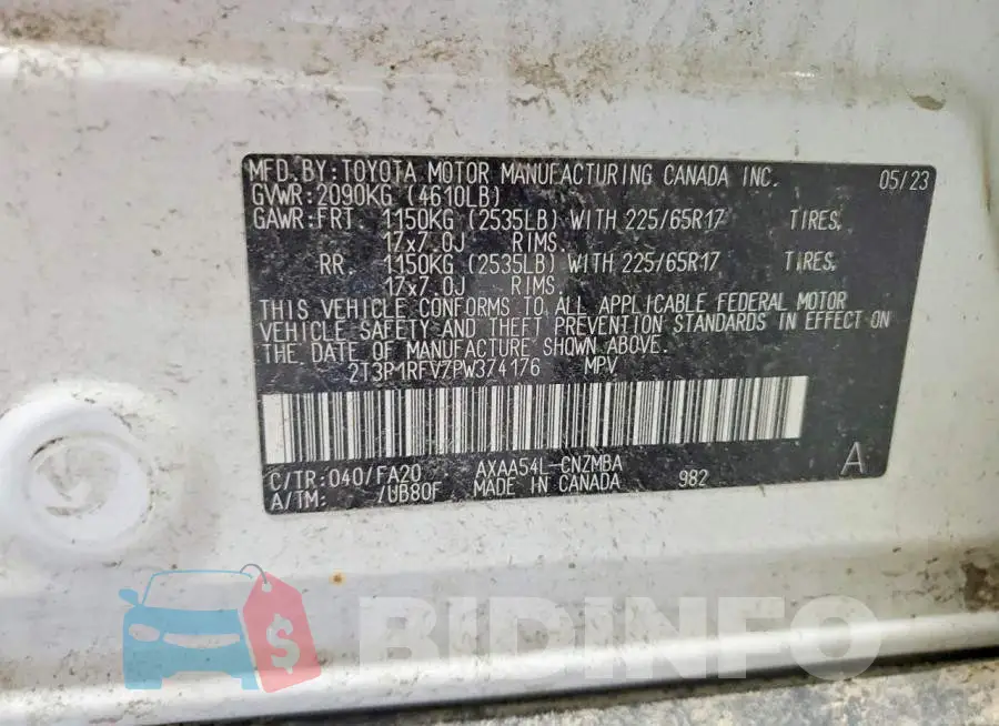 2T3P1RFV7PW374176 Photo# 13