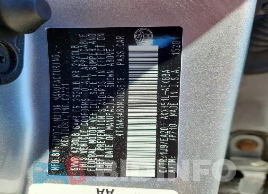 4T1AA1ABXMU005918 Photo# 12