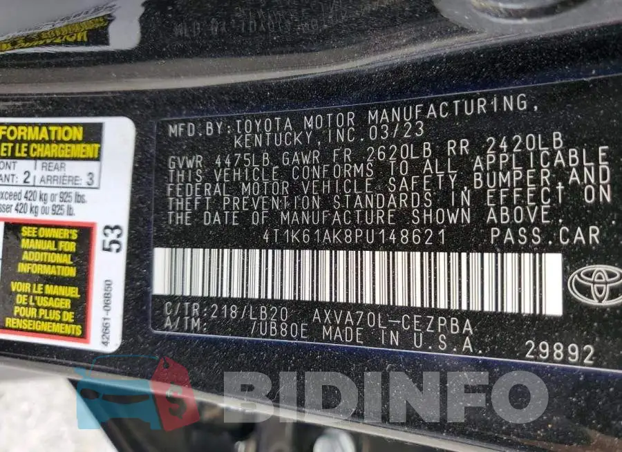 4T1K61AK8PU148621 Photo# 12
