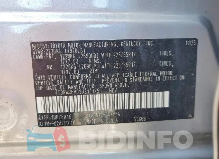4T3RWRFV9SU211175 Photo# 14