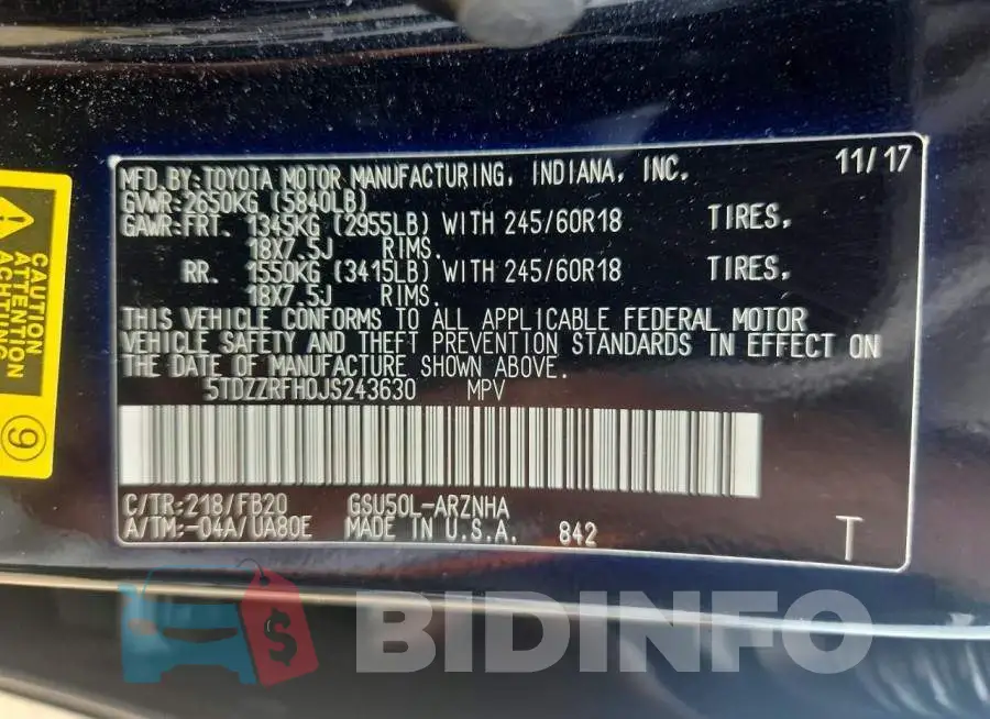 5TDZZRFH0JS243630 Photo# 13