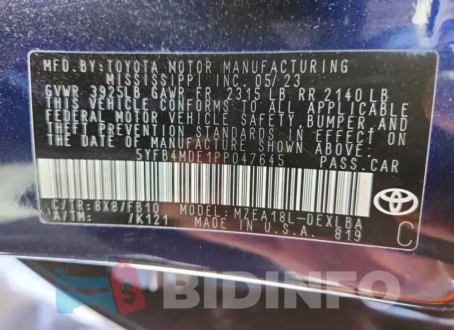 5YFB4MDE1PP047645 Photo# 13