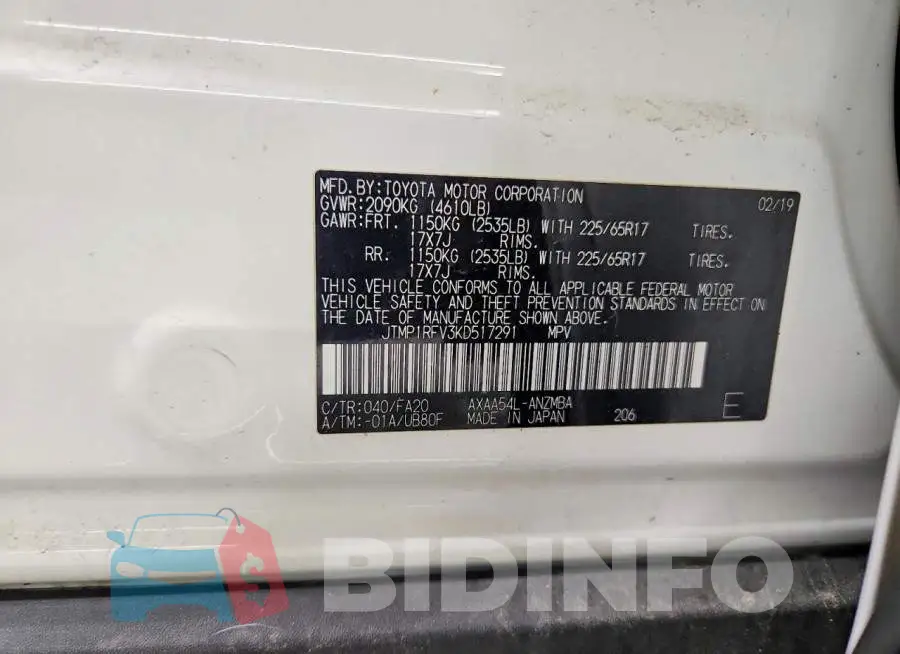 JTMP1RFV3KD517291 Photo# 12