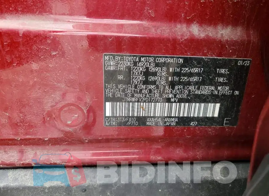 JTMRWRFV2PD172773 Photo# 12