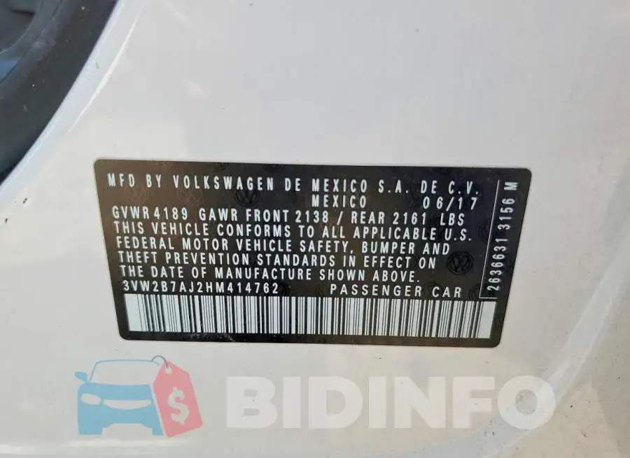3VW2B7AJ2HM414762 Photo# 12