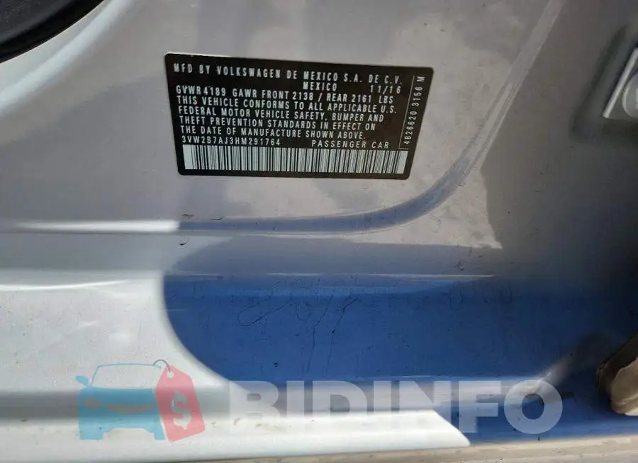 3VW2B7AJ3HM291764 Photo# 12