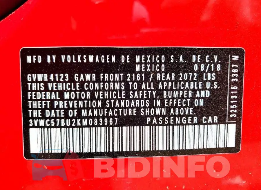 3VWC57BU2KM083967 Photo# 13