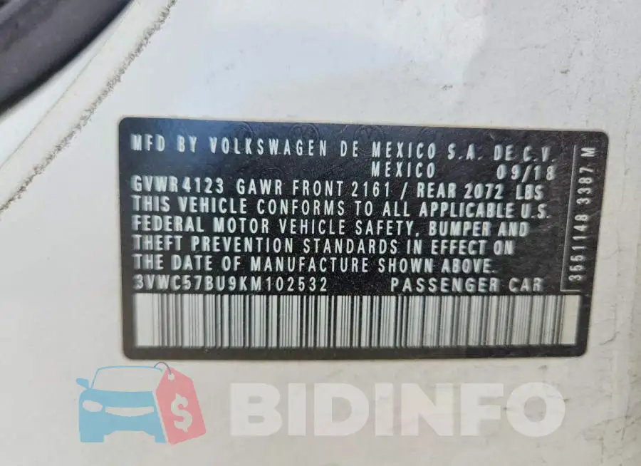 3VWC57BU9KM102532 Photo# 12