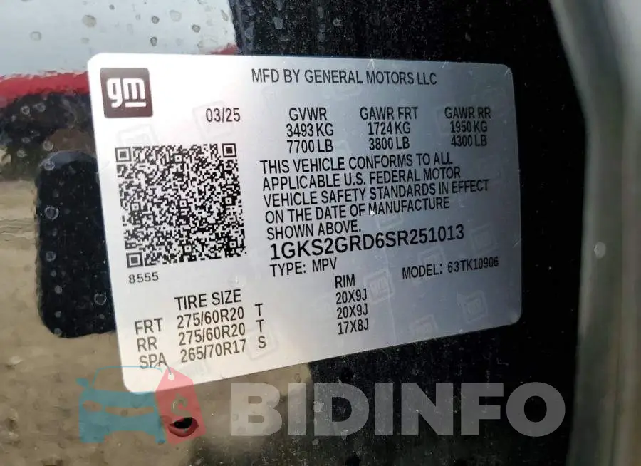 1GKS2GRD6SR251013 Photo# 13