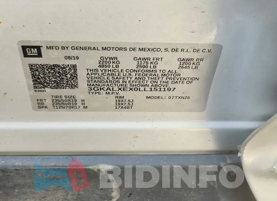 3GKALXEX0LL151197 Photo# 13
