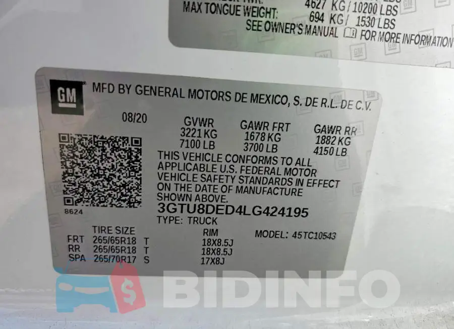 3GTU8DED4LG424195 Photo# 12
