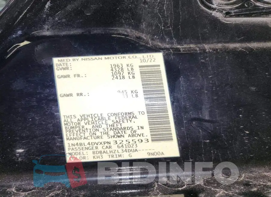 1N4BL4DVXPN325593 Photo# 12