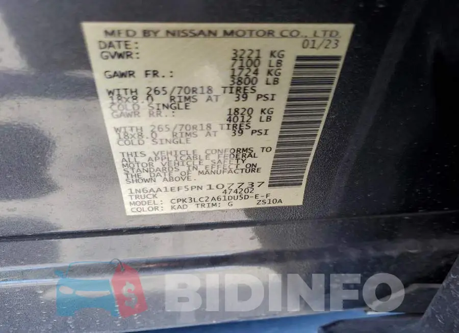 1N6AA1EF5PN107737 Photo# 12