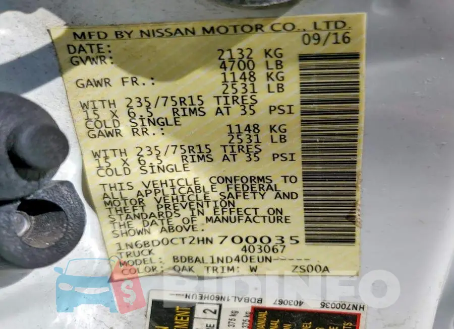 1N6BD0CT2HN700035 Photo# 12