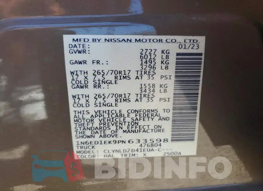 1N6ED1EK9PN633598 Photo# 13