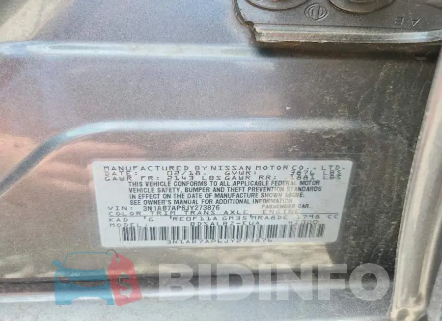 3N1AB7AP6JY273876 Photo# 13