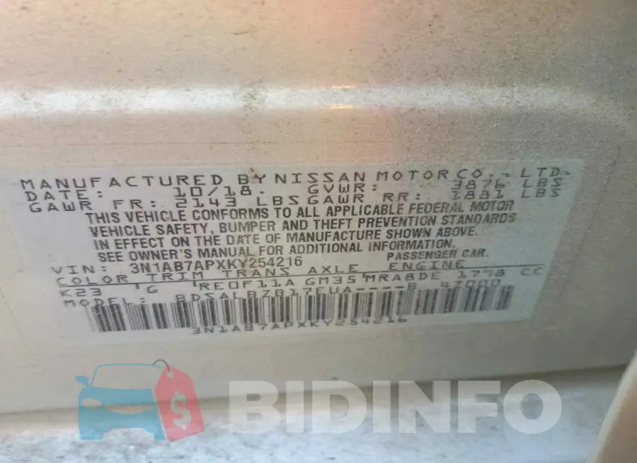 3N1AB7APXKY254216 Photo# 12