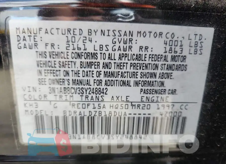 3N1AB8CV3SY248842 Photo# 12