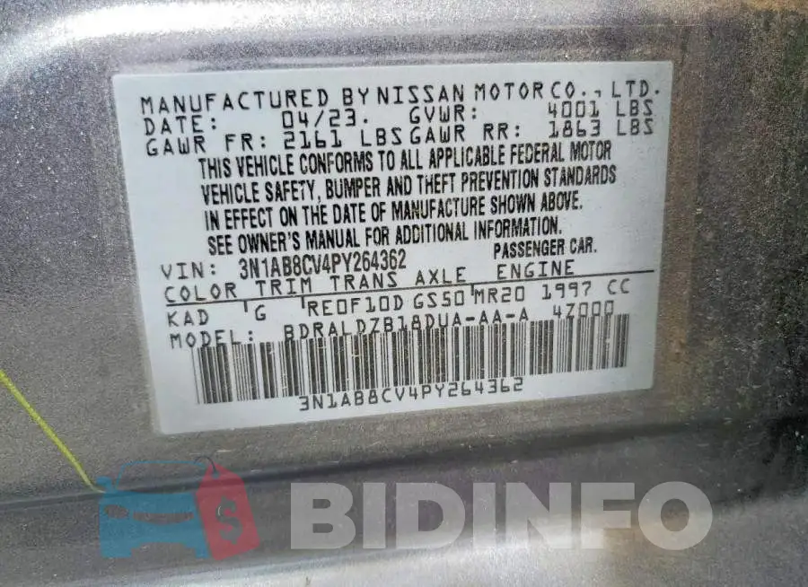 3N1AB8CV4PY264362 Photo# 12