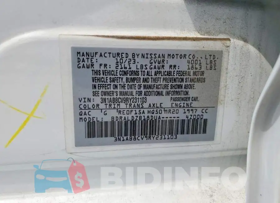 3N1AB8CV9RY231103 Photo# 12