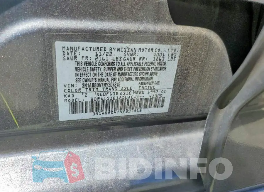 3N1AB8DV7NY307815 Photo# 12