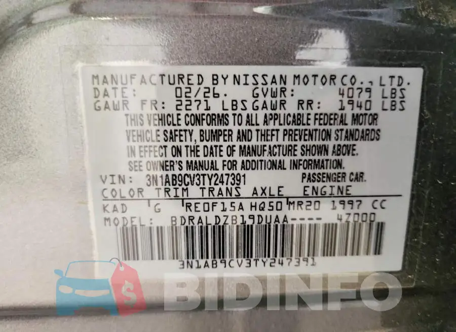 3N1AB9CV3TY247391 Photo# 12