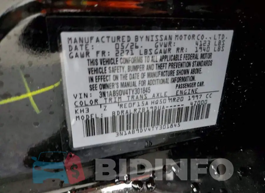 3N1AB9DV4TY301845 Photo# 12