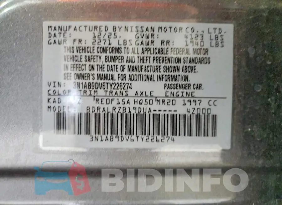 3N1AB9DV6TY226274 Photo# 13