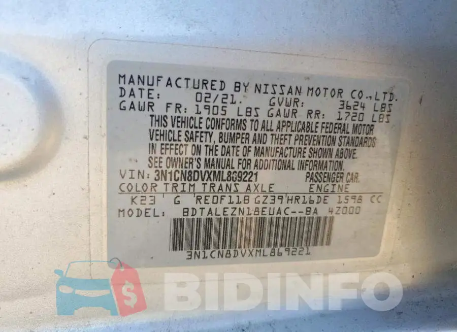 3N1CN8DVXML869221 Photo# 12