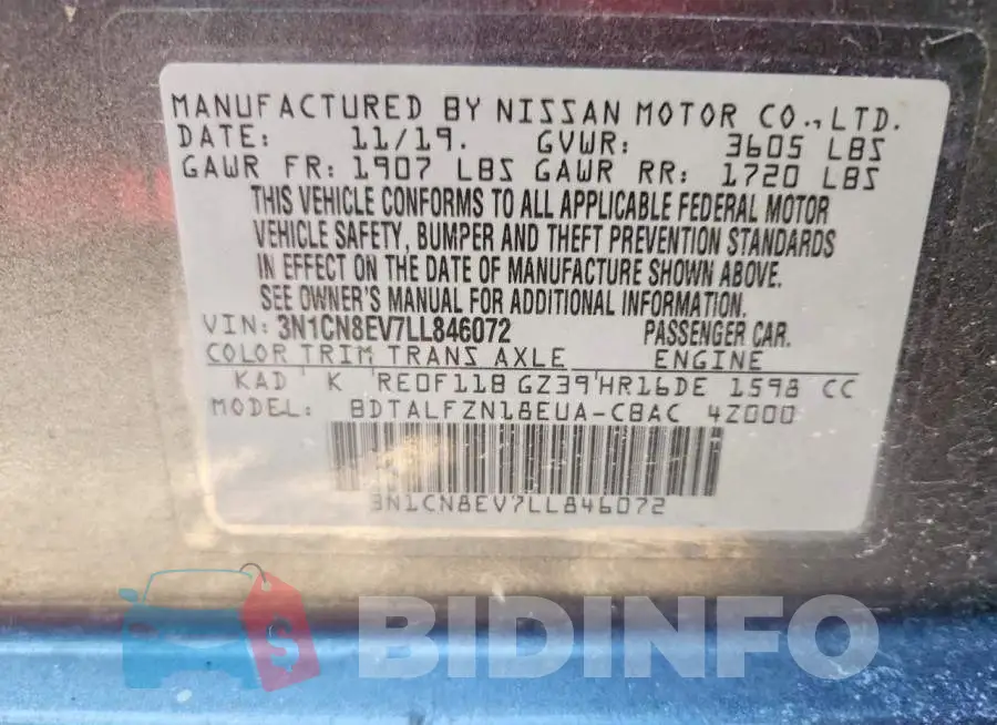 3N1CN8EV7LL846072 Photo# 12