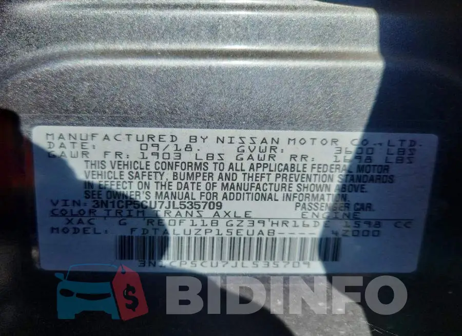 3N1CP5CU7JL535709 Photo# 13