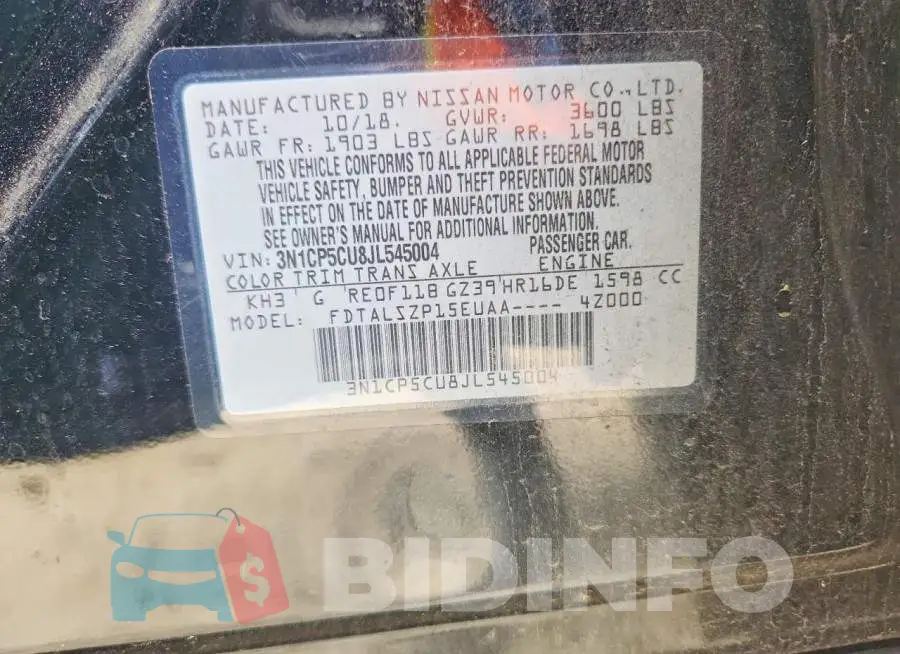 3N1CP5CU8JL545004 Photo# 13