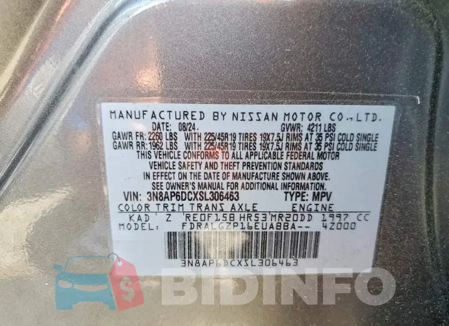 3N8AP6DCXSL306463 Photo# 13