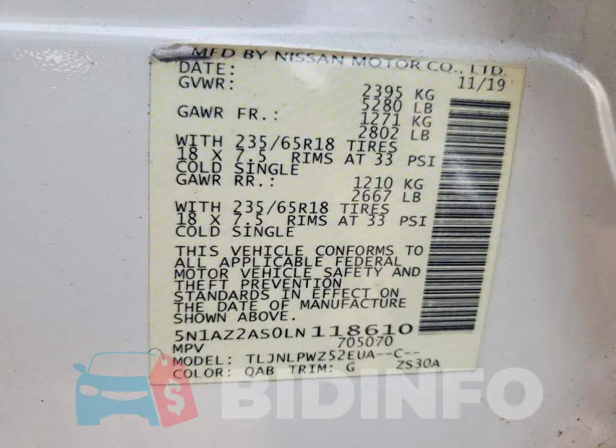 5N1AZ2AS0LN118610 Photo# 13