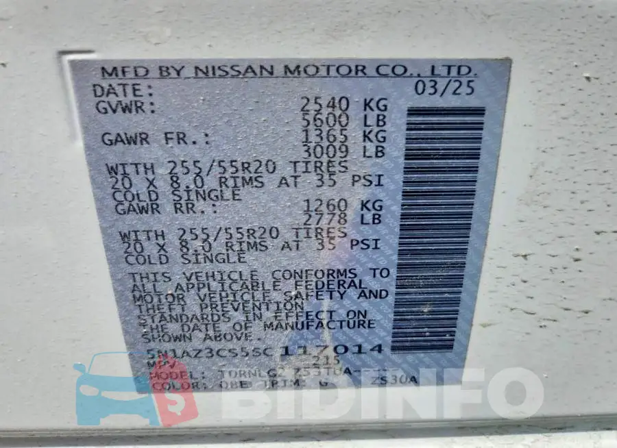 5N1AZ3CS5SC117014 Photo# 14