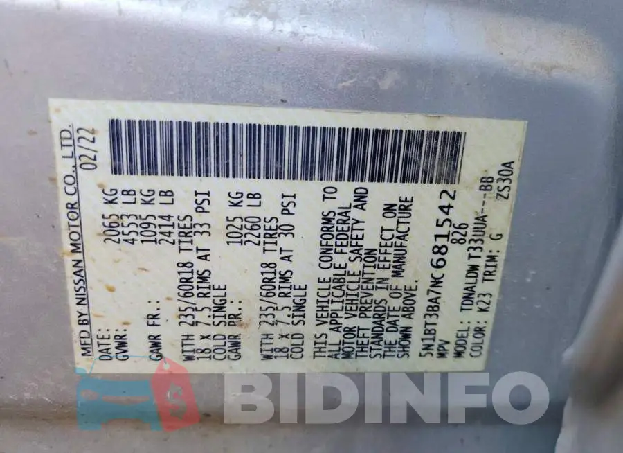 5N1BT3BA7NC681542 Photo# 13
