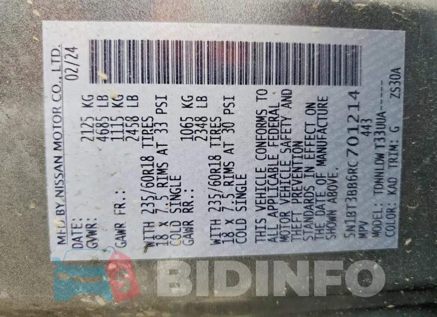 5N1BT3BB6RC701214 Photo# 13
