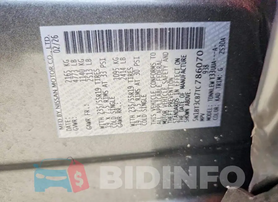 5N1BT3CB7TC786070 Photo# 13