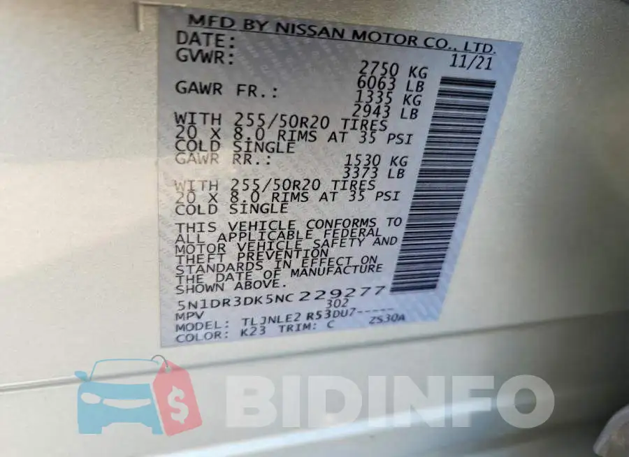 5N1DR3DK5NC229277 Photo# 14