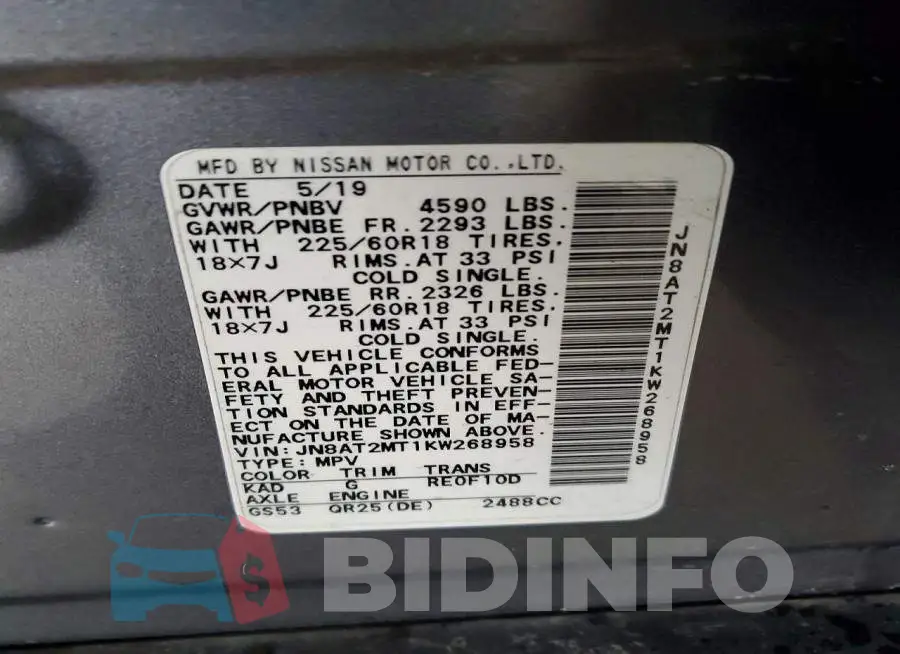 JN8AT2MT1KW268958 Photo# 13