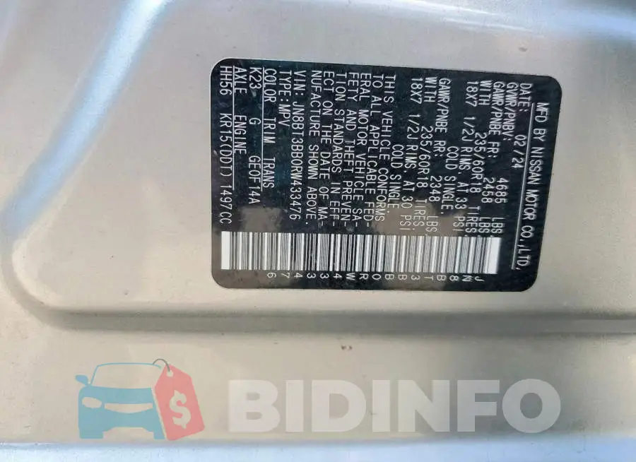 JN8BT3BB0RW433476 Photo# 13
