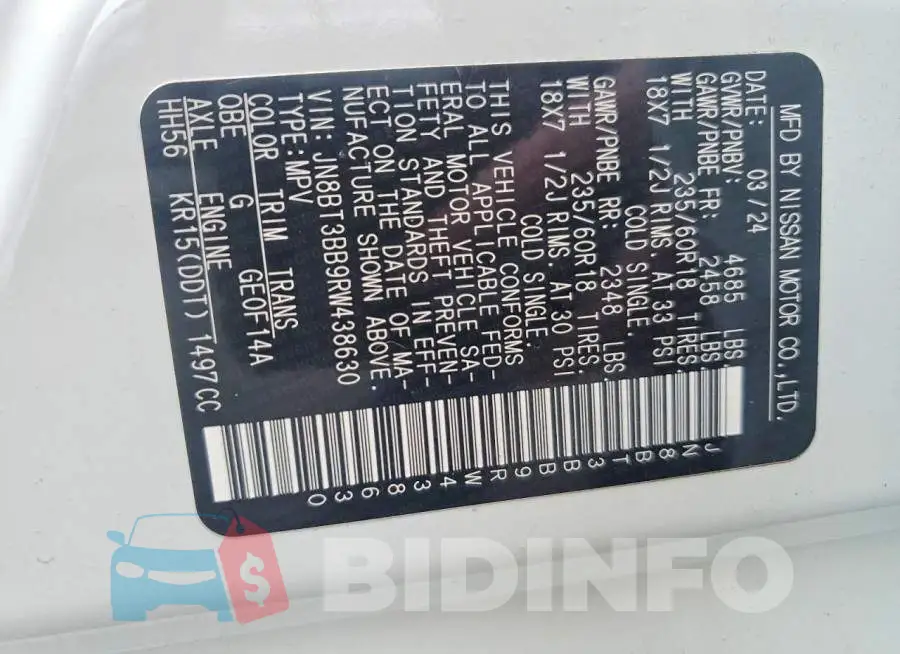 JN8BT3BB9RW438630 Photo# 14