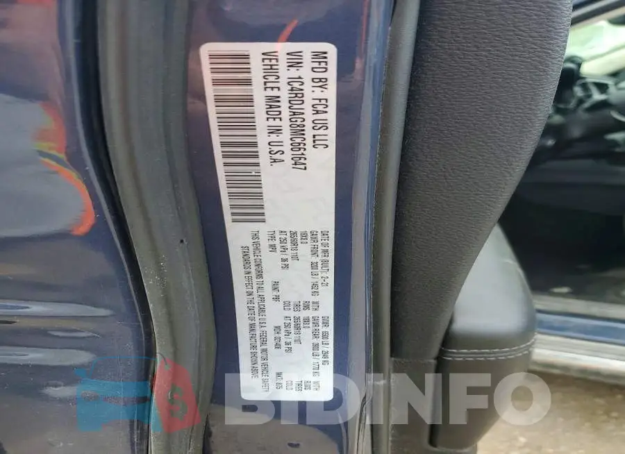 1C4RDJAG8MC661647 Photo# 13