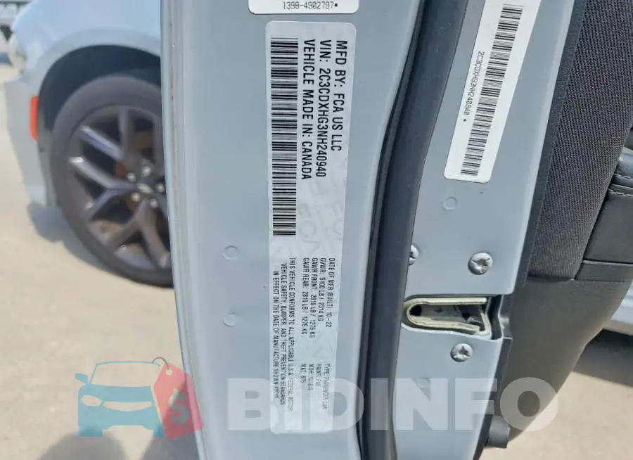 2C3CDXHG3NH240940 Photo# 12