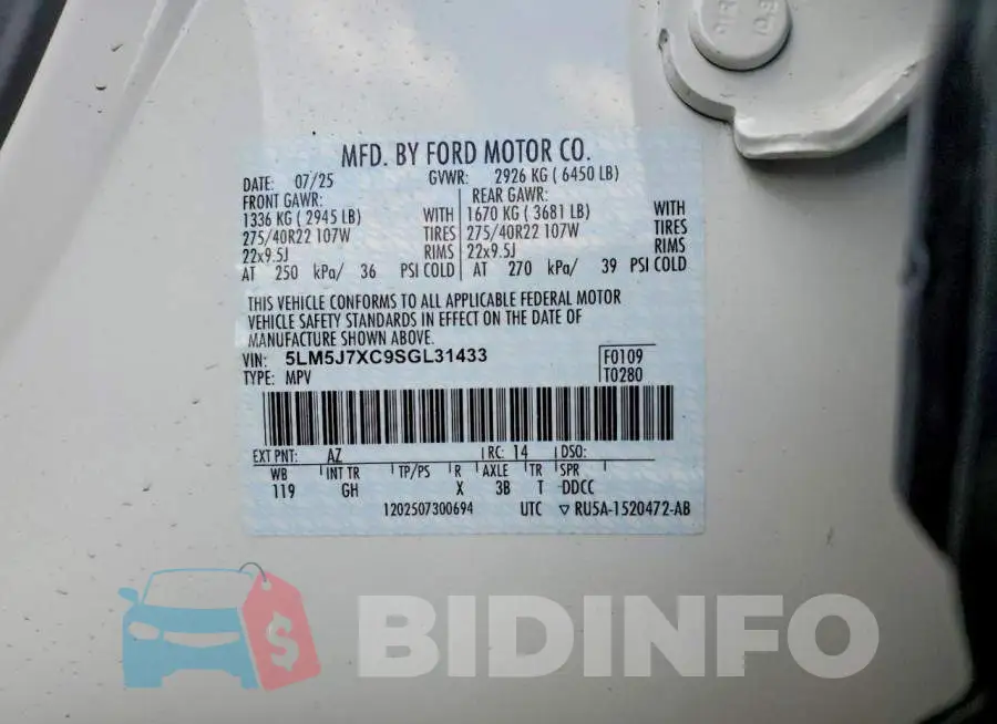 5LM5J7XC9SGL31433 Photo# 14