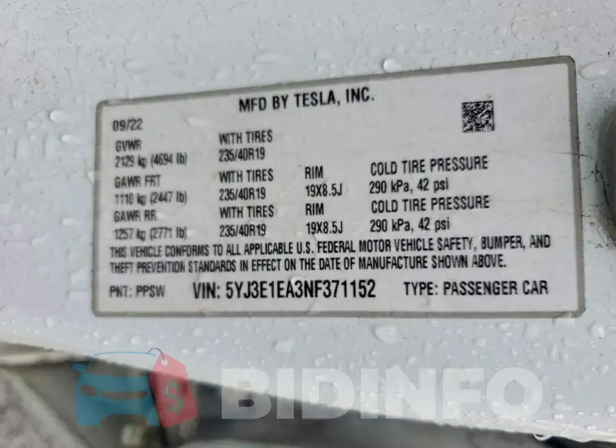 5YJ3E1EA3NF371152 Photo# 12