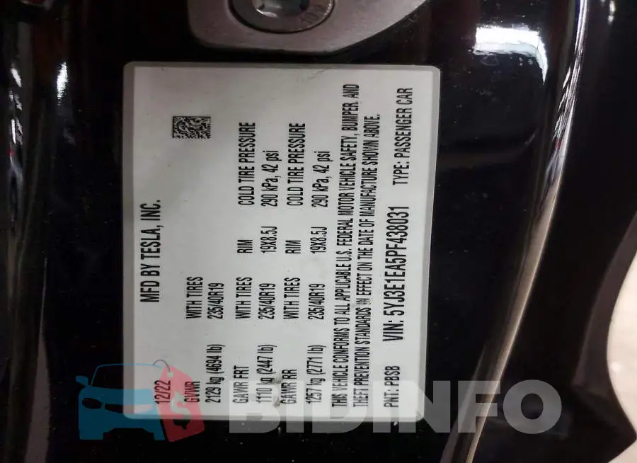 5YJ3E1EA5PF438031 Photo# 12