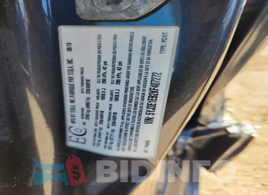 5YJ3E1EB2KF407272 Photo# 12
