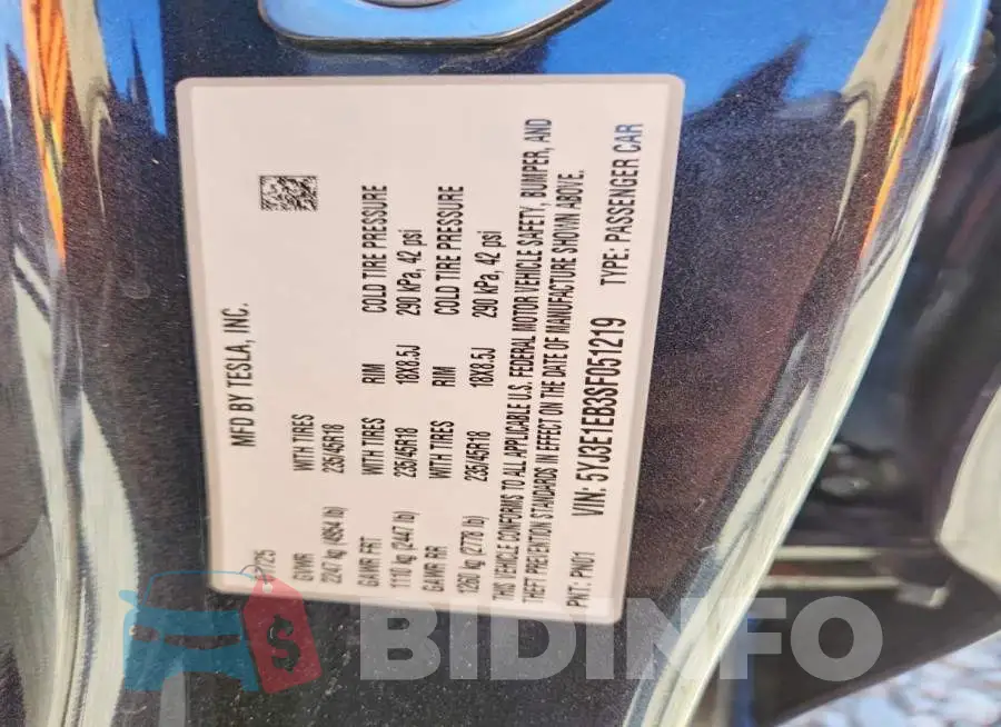 5YJ3E1EB3SF051219 Photo# 12